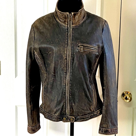Knoles & Carter Jackets & Blazers - Vintage Knoles & Carter Distressed Italian Lamb Skin Brown Leather Jacket
